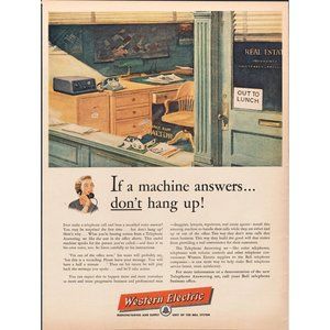1956 Western Electric Answering Machine Vintage Print Ad Secretary Office 50s